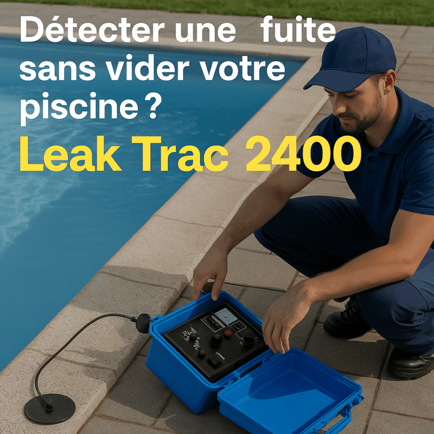 détection fuite piscine sans vidange – leak trac 2400 asd canalisation Image illustrant l’utilisation du Leak Trac 2400, une technologie de détection de fuite piscine sans vidange. Visuel réalisé pour ASD Canalisation, expert en recherche de fuite à Nîmes, Gard, Vaucluse, Hérault et Bouches-du-Rhône.