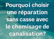 Image de fond piscine avec surimpression de texte : « Pourquoi choisir une réparation sans casse avec le chemisage de canalisation ? » – visuel réalisé par ASD Canalisation.
