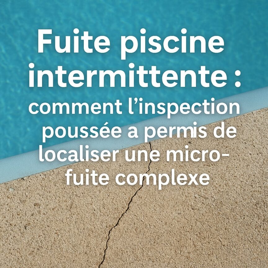 fuite piscine intermittente exemple d’intervention asd canalisation Technicien ASD analysant une fuite intermittente sur une piscine résidentielle